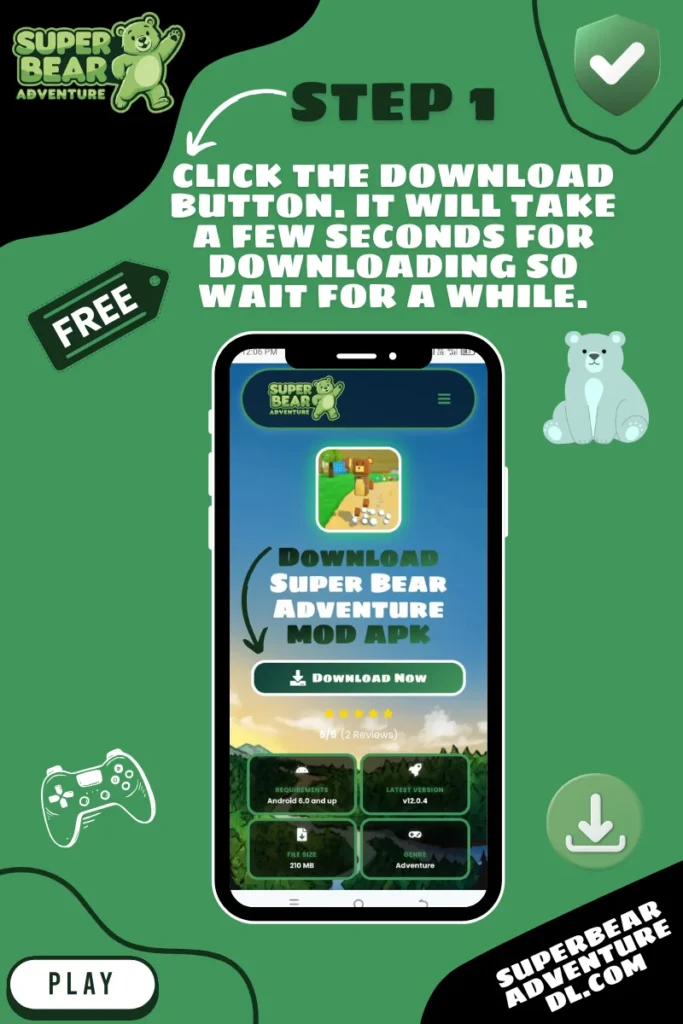 Download Super Bear Adventure MOD APK For Android Step 1
